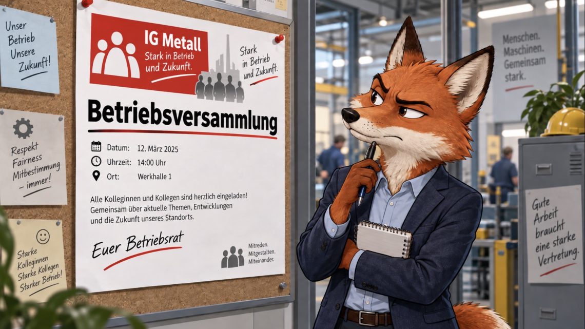 IG Metall Logo auf offizieller Betriebsratseinladung