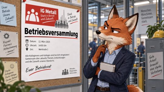 IG Metall Logo auf offizieller Betriebsratseinladung